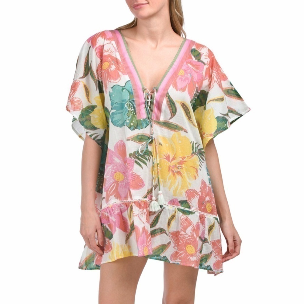 New Z&L EUROPE Floral Printed Tunic Cover Up